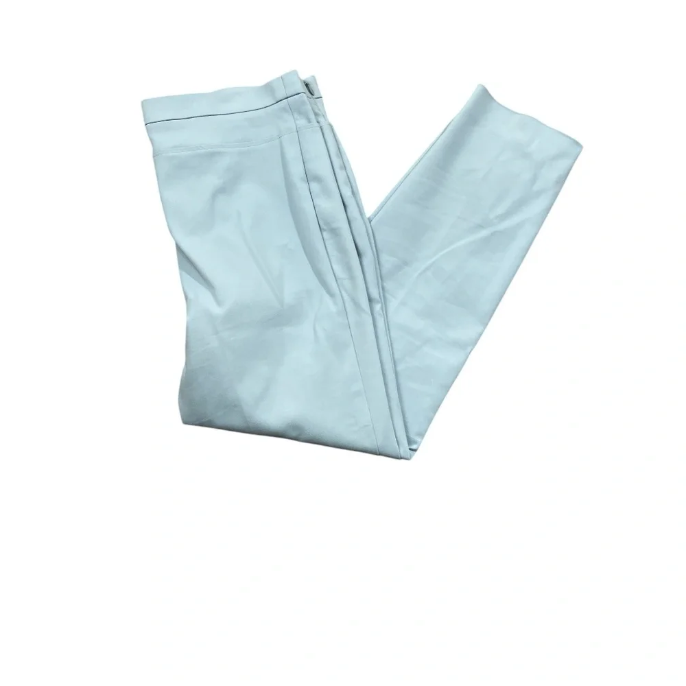 Akris Punto Light Blue Womens Dress Pants Side Zipper Cotton Blend Straight Leg‎
